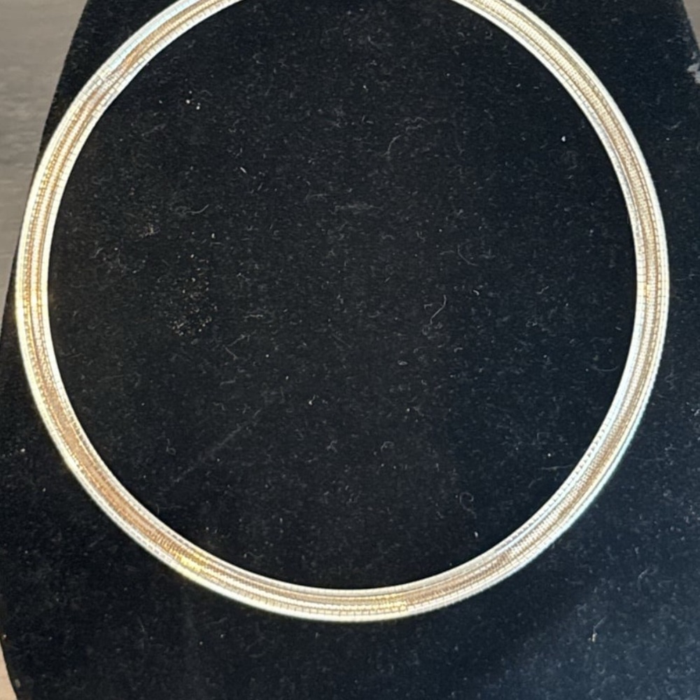 Italy Sterling Silver 925 Omega Wide Choker Collar Necklace - Picture 3 of 5